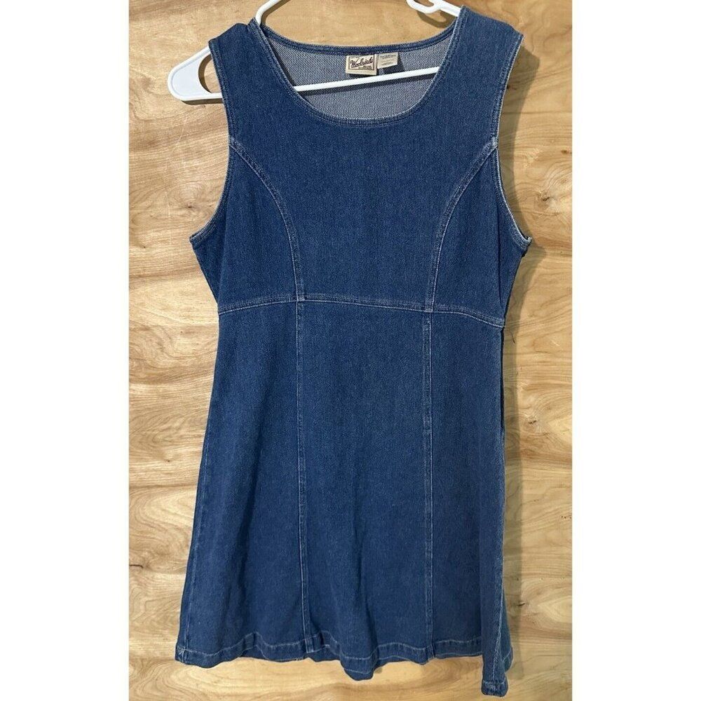 Vintage Woolrich Woman’s Small Denim Sleeveless Dress Jumper  Zipper